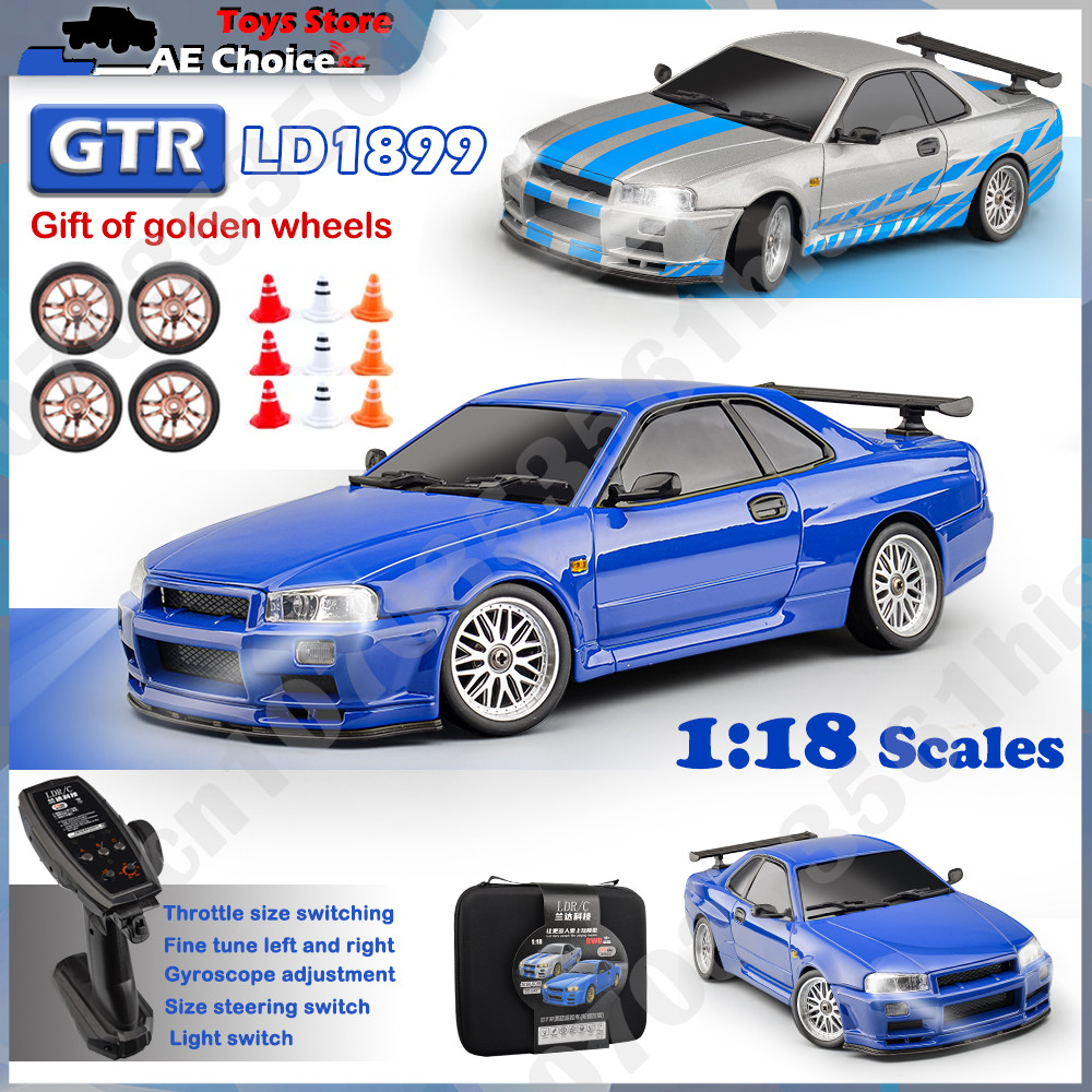 Voiture De Drift Rc Ldrc 1899 Rtr Gtr R34 Échelle 1/18,2.4g Rwd Avec Conception Multi-bras,Gyroscope Esp,Lumières Led Et Carrosserie En Alliage - Buy Product on