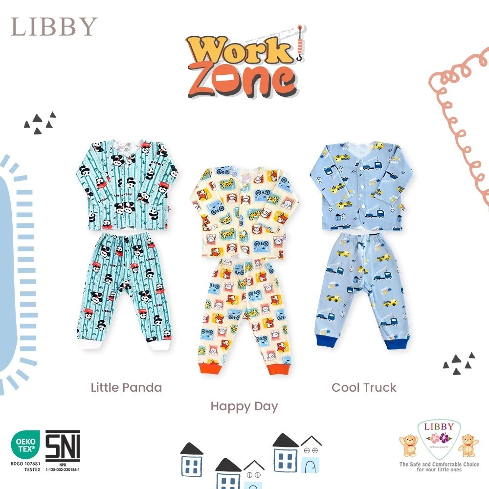 Jual LIBBY Setelan Kancing Lengan Panjang Celana Panjang Newborn Motif ...