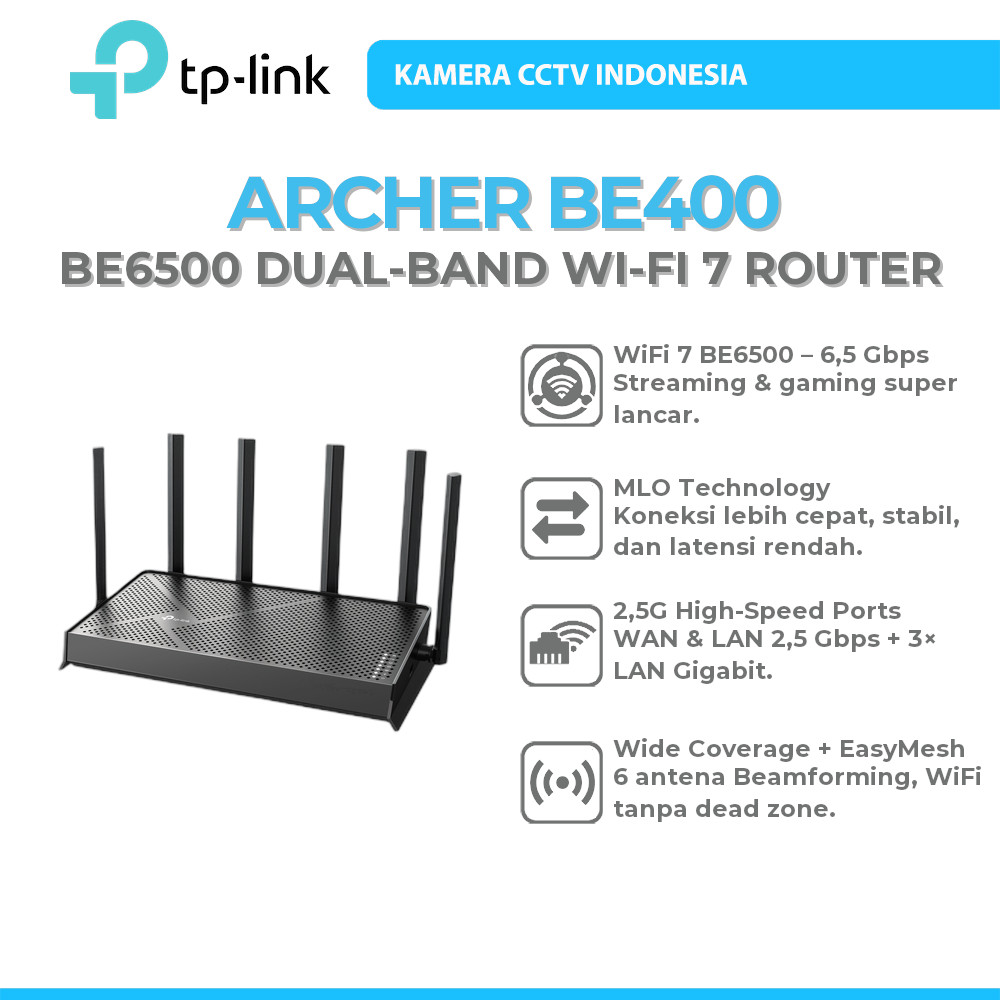 Jual TP-LINK ARCHER BE400 BE6500 DUAL-BAND WI-FI 7 ROUTER | Shopee ...