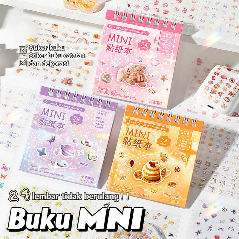 Jual 24 Lembar Stiker Laser Lucu Shiny Sticker DIY Journal Hias ...