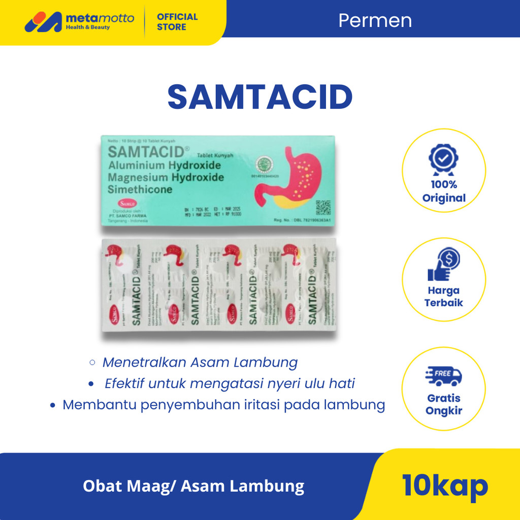 Jual Samtacid Tablet 1 Strip 10 Tablet - Metamotto Karya Jaya | Shopee ...