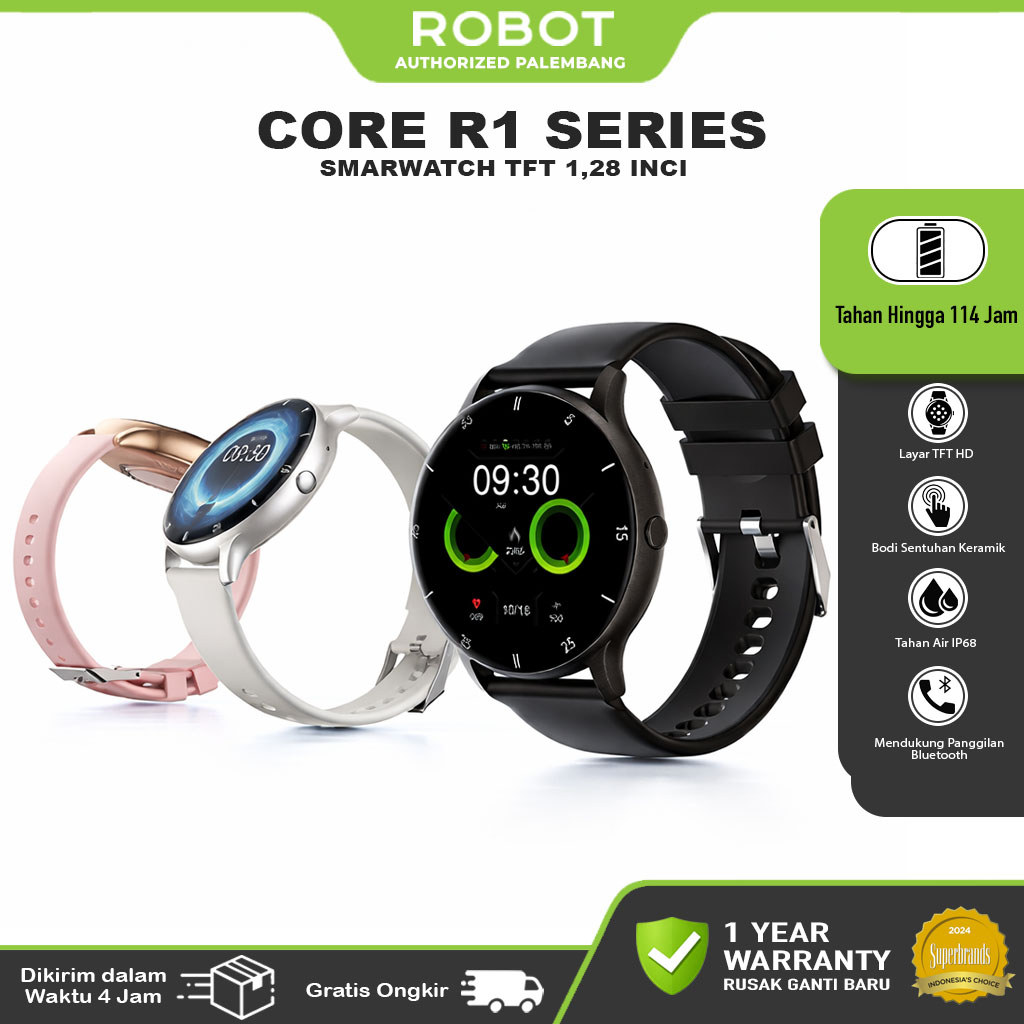 Jual ROBOT Smartwatch Jam Tangan Core R1 Smart Watch Tahan Air IP68 ...