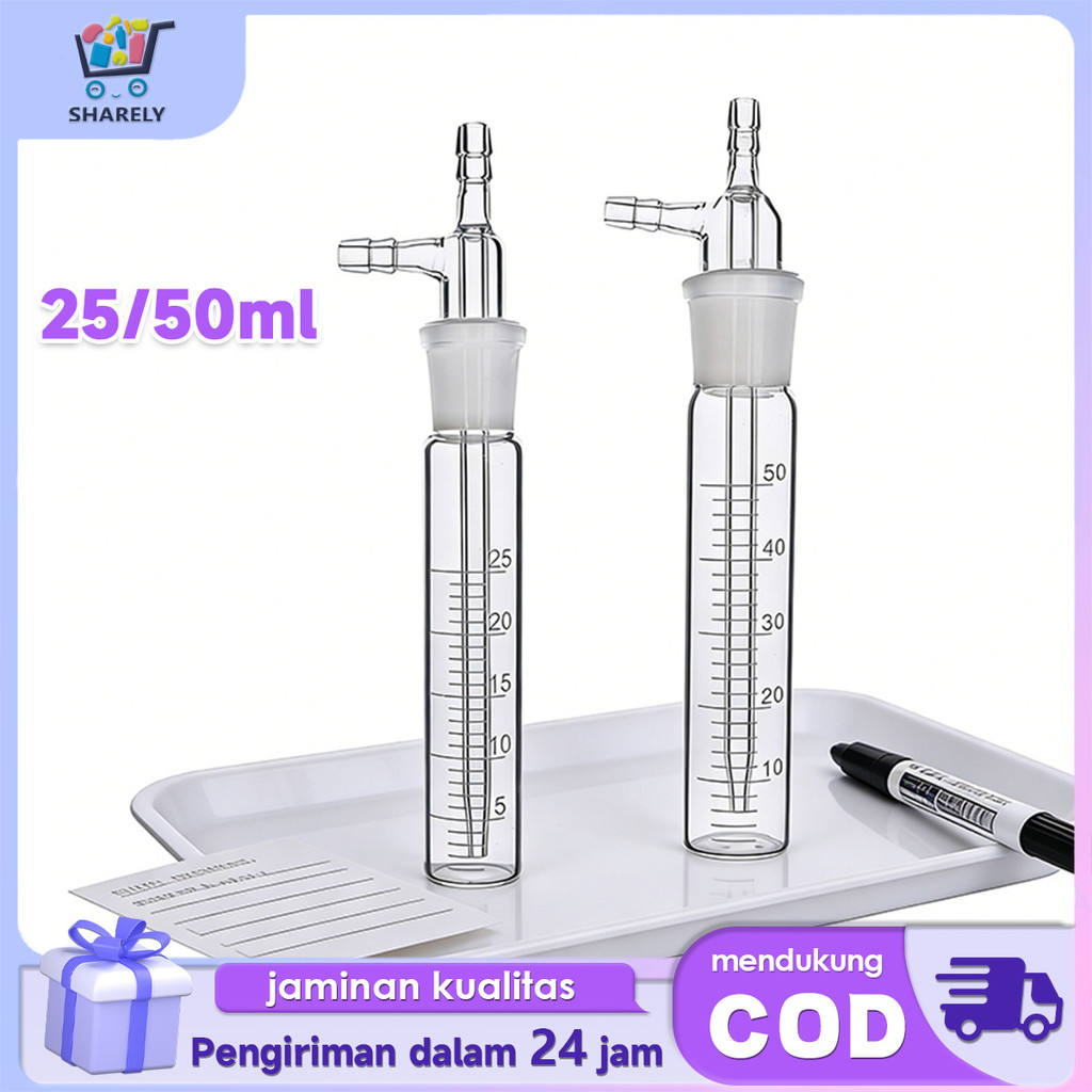 Jual Glass Impinger Lab 25ml 50ml Botol Penyerap Gas Dengan Skala ...