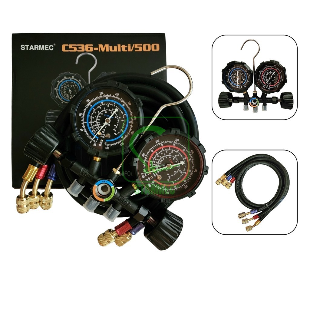 Jual Manifold AC C536 Multi R22 R410 R32 Double + Selang R22 Starmec ...