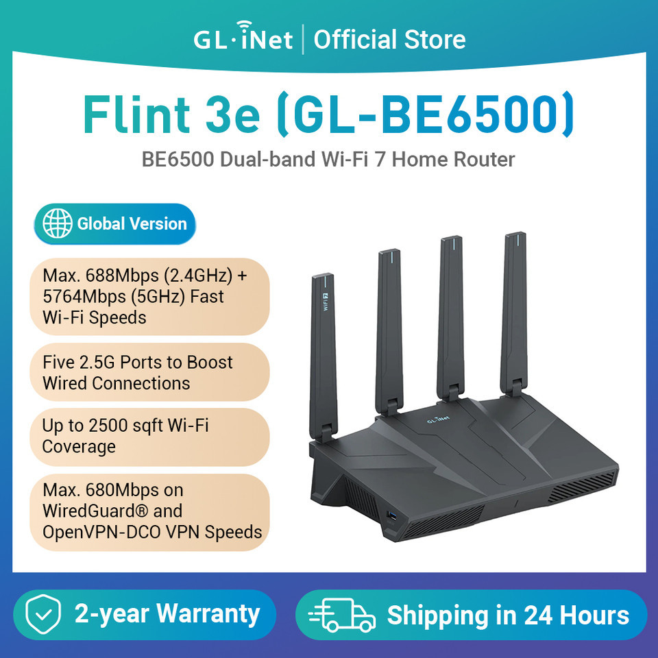 Jual GL.iNet GL-BE6500 Flint 3e Dual-band Wi-Fi 7 Home Router 5x2.5G ...