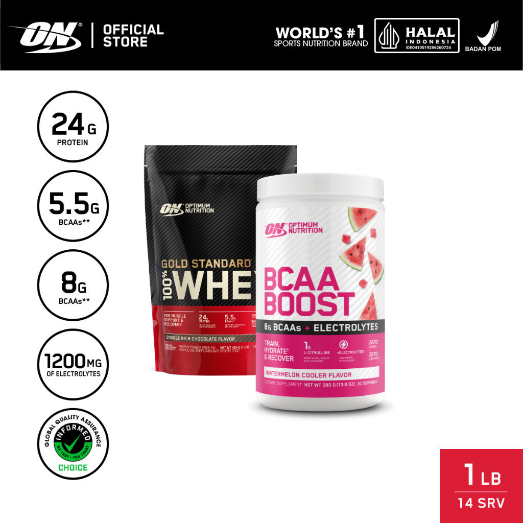 Jual Optimum Nutrition Gold Standard 100% Whey 1 lbs + BCAA Boost 390g ...