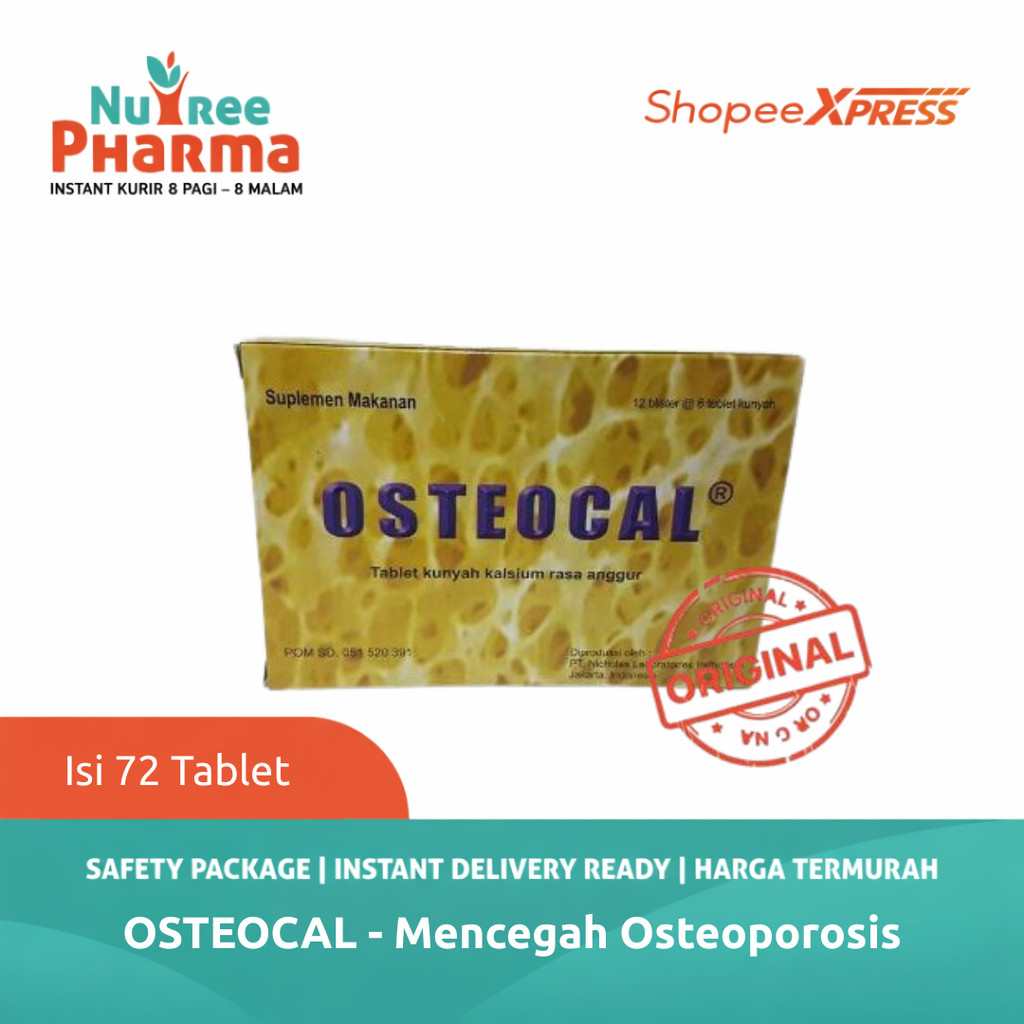 Jual Osteocal Box Isi 72 Tablet Kunyah | Kalsium Tablet Kunyah Rasa ...
