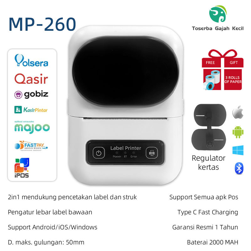 Jual MP-260 2IN1 mini Printer Label dan struk/Printer Label Termal ...