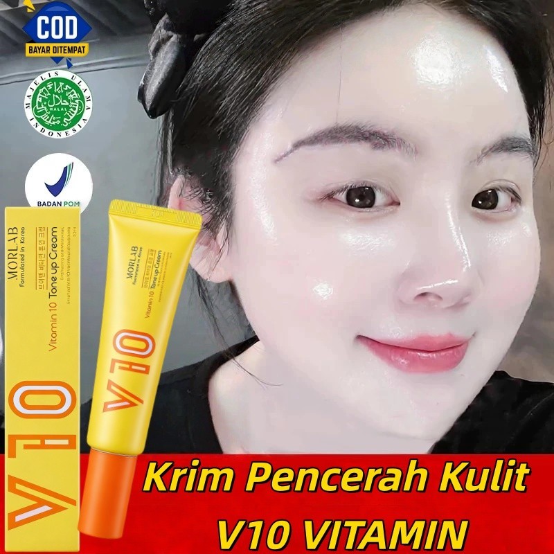 Jual MORLAB V10 VITAMIN TONE UP CREAM Dengan IDEBENONE Mencerahkan ...