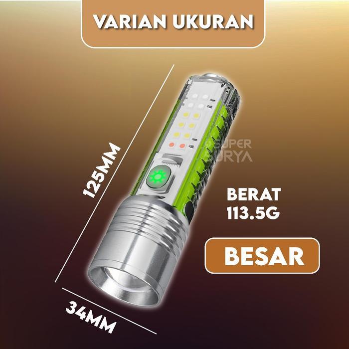 Jual Senter Transparan Magnet 500 Lumens 8 Mode Cas Zoom Waterproof LED ...
