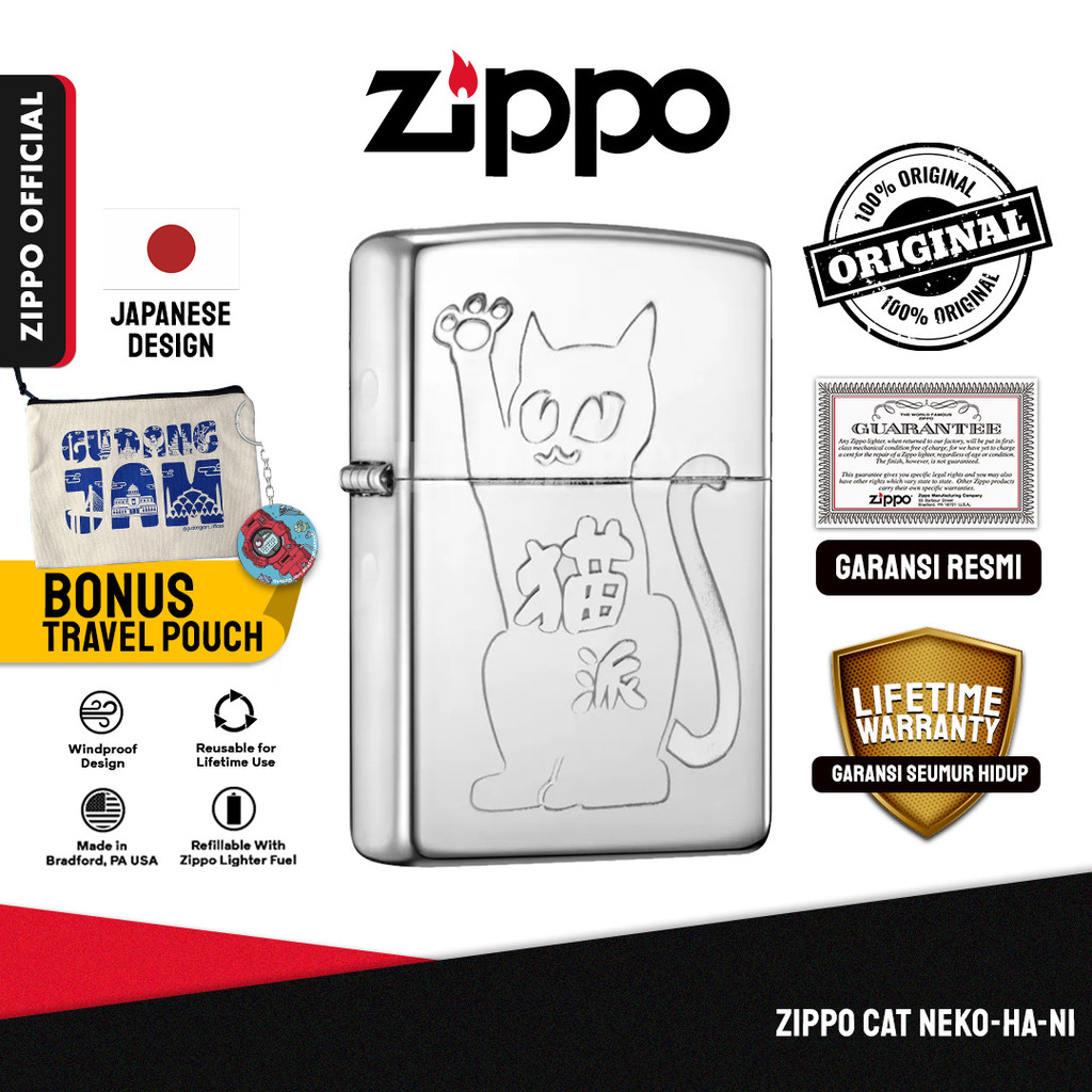 Jual Zippo Cat Neko-Ha-Ni ZA-5-227A | Garansi Lifetime | Original USA ...