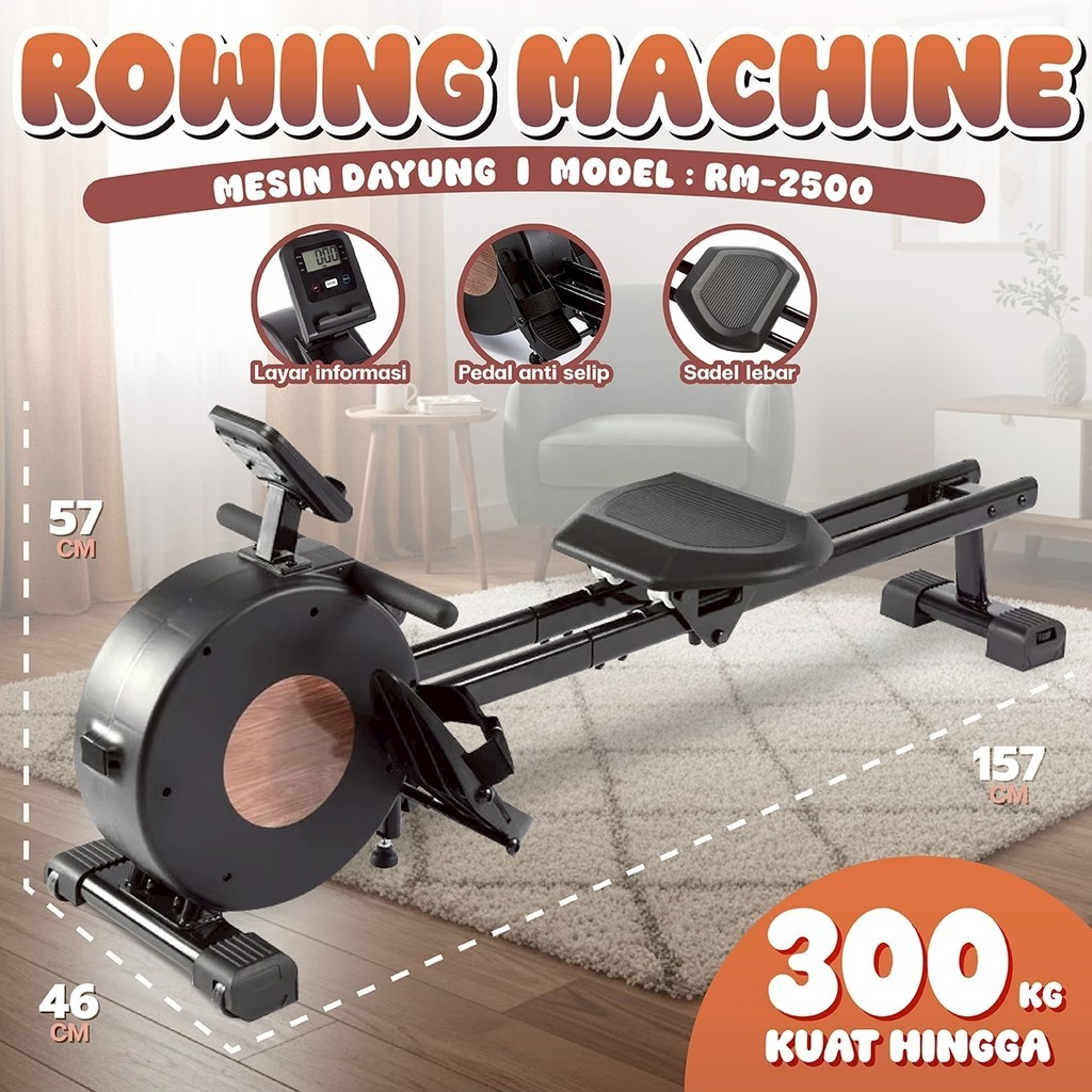 Jual BG SPORT Rowing Machine Cardio LED Alat Olaharga Gym Fitness Otot ...