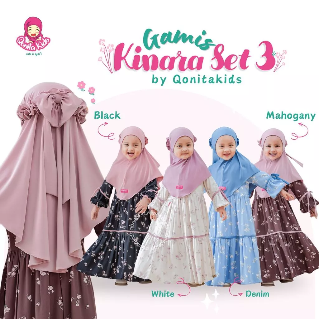 baju muslim anak perempuan 0-10 tahun set hijab terbaru