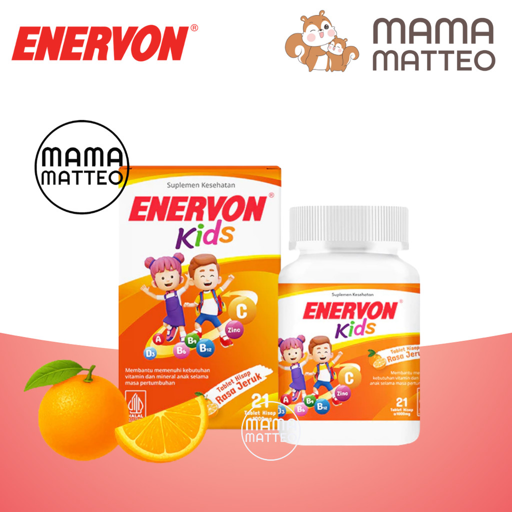 Jual ENERVON Kids Tablet Kunyah Jeruk 21 Tablet / Multivitamin Tumbuh ...