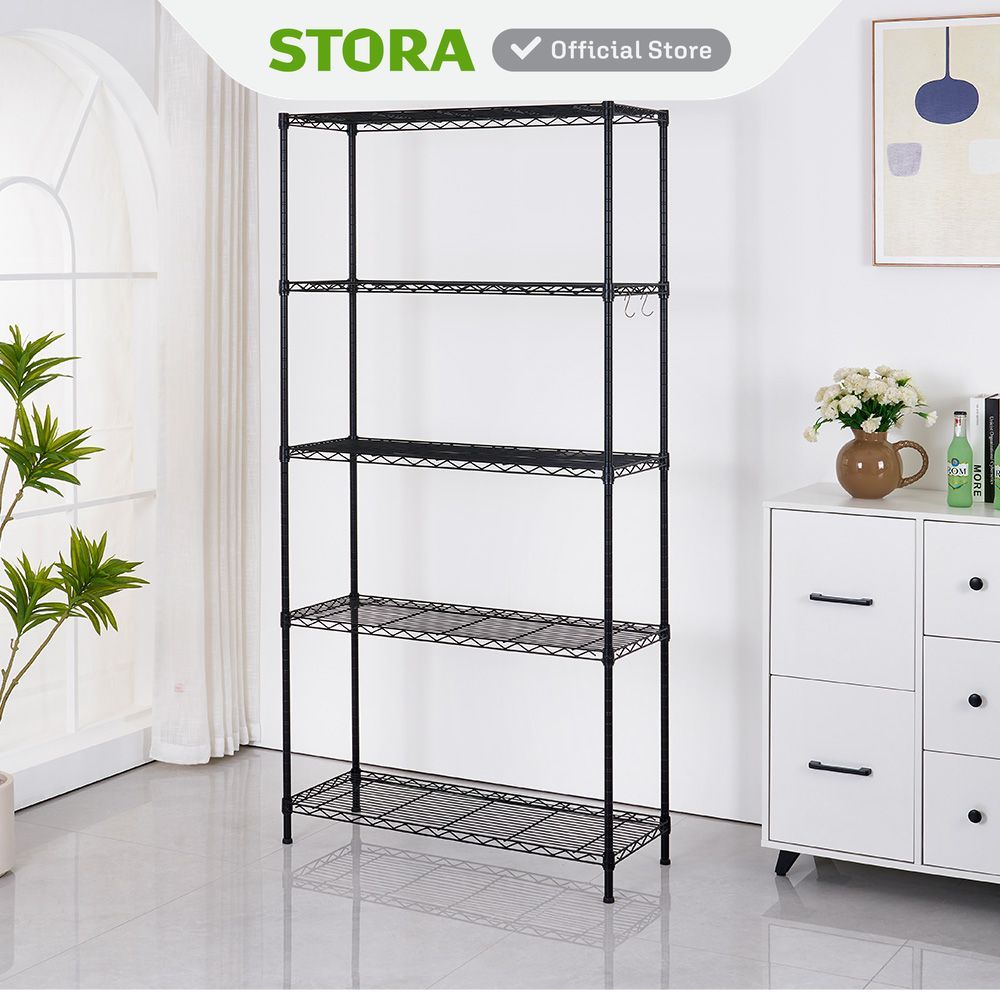 Jual Stora Rak Besi 5 Tingkat 89x34x180 cm - Hitam Tempat Penyimpanan ...
