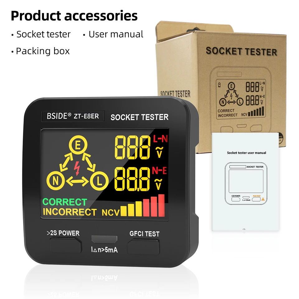 Jual BSIDE Socket Tester Smart Socket Voltage Checker RCD GFCI Test NCV ...