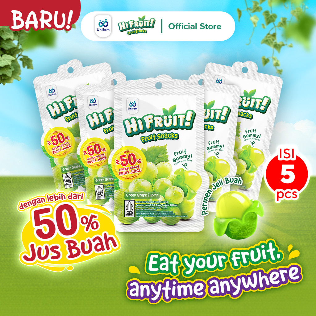 Jual HiFruit Permen Gummy Buah Rasa Anggur Hijau - 5 Sachet | Shopee ...