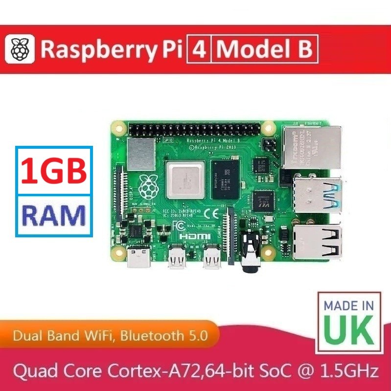 Jual Raspberry Pi 4 Model B - 1GB RAM Quad core Cortex-A72 (ARM v8) 64 ...
