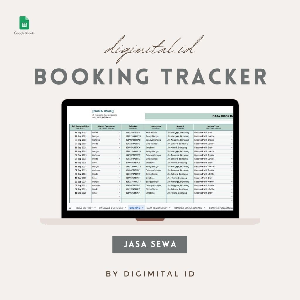 Jual Booking and Payment Tracker untuk Jasa Sewa UMKM | Shopee Indonesia