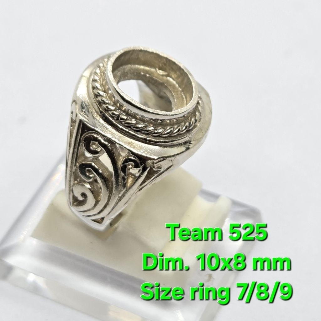 Jual Ring emban alpaka super dim 10x8 tanam motif kerawang daun ...