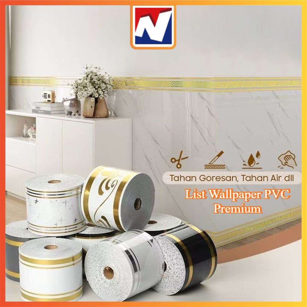 Jual IN - List Dinding Wallpaper PVC Premium 5m x 10cm Wall Border Foam ...