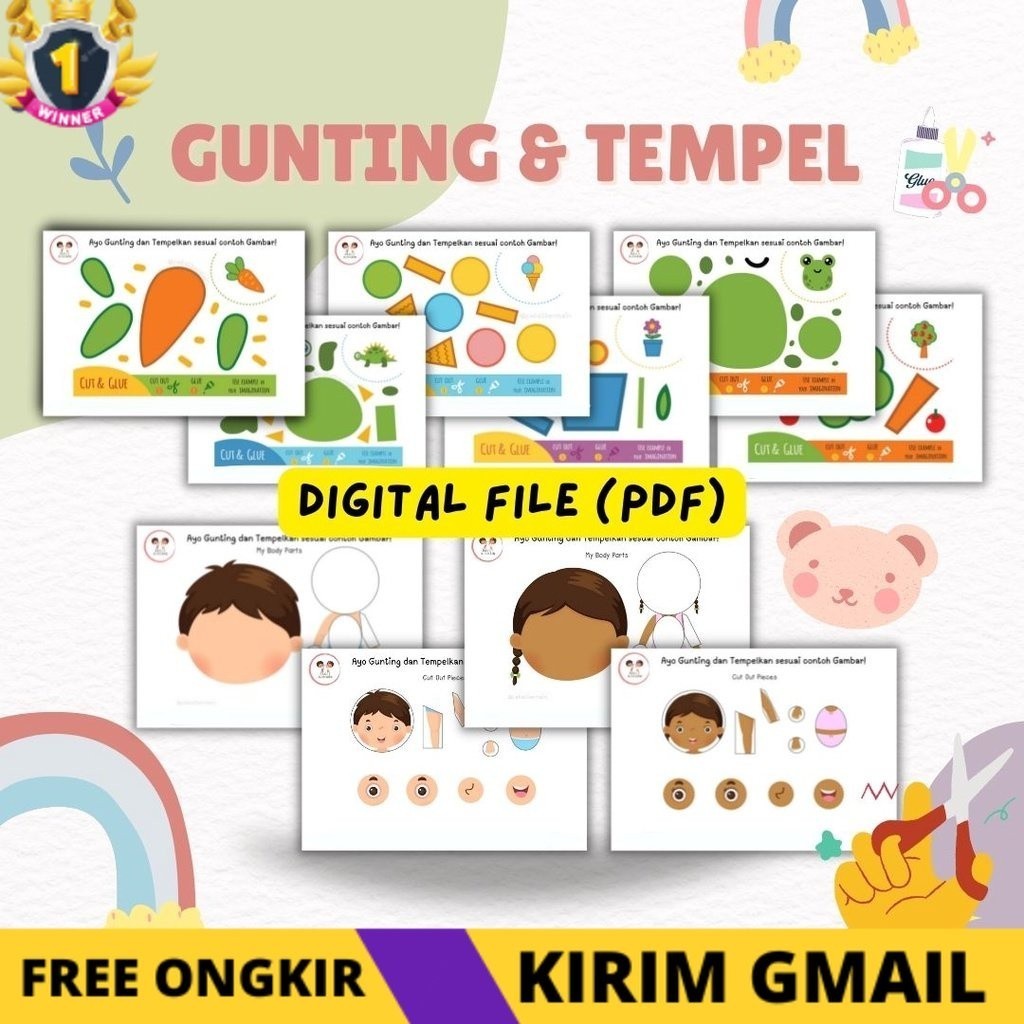 Jual KS PDF 22 Lembar Printable Aktivitas Gunting dan tempel ...