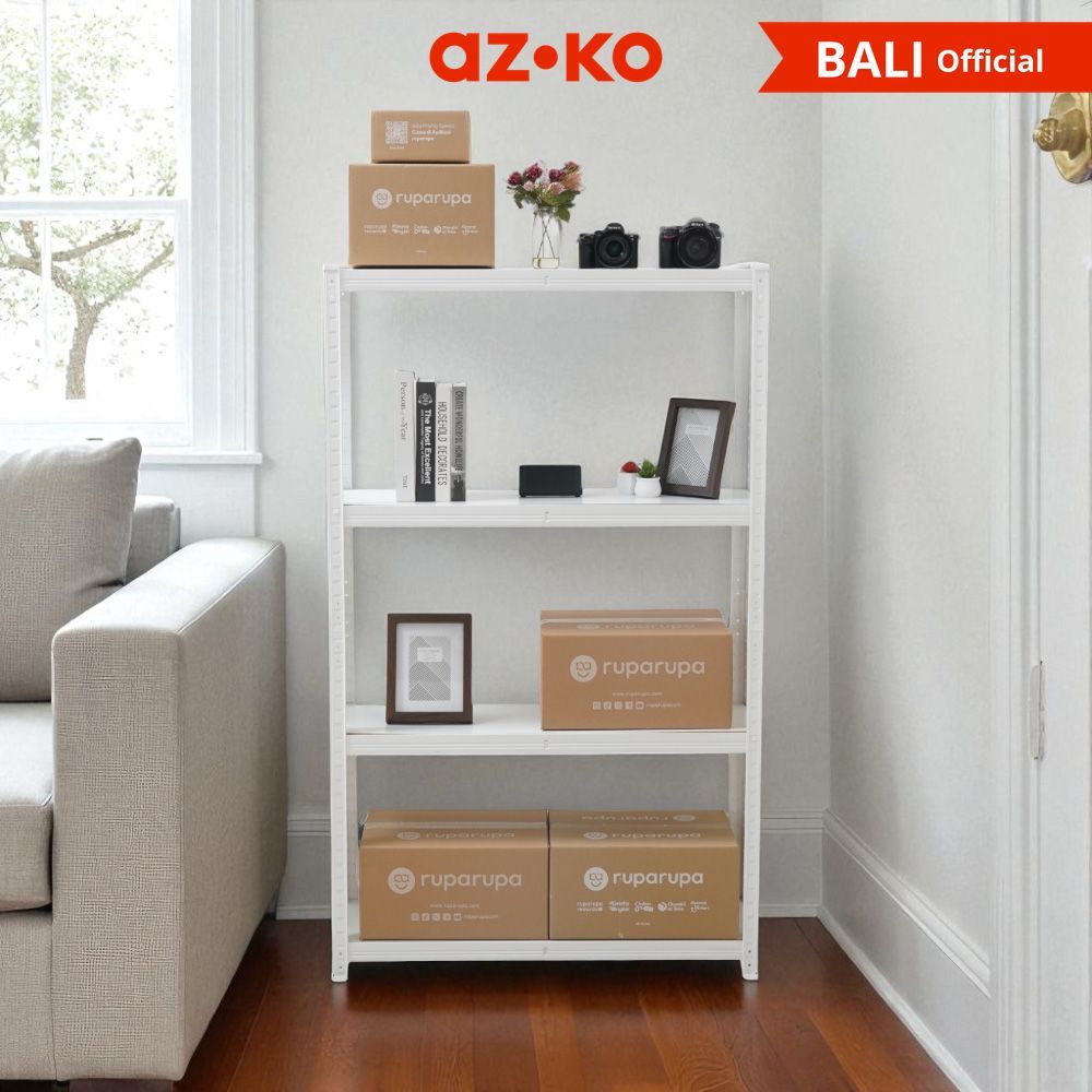 Jual AZKO Krisbow 90X30X147 cm Tori Rak Besi 4 Tingkat - Putih Storage ...