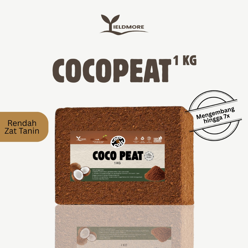 YIELDMORE - Cocopeat Block 1 kg Low Tanin Media Tanam Sabut Kelapa Organik