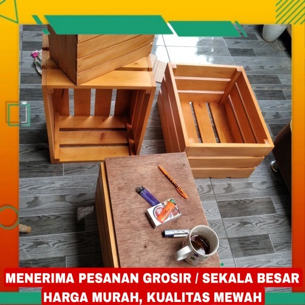 Jual Wooden Crate box 45x35x25 kotak penyimpanan kayu wood storage box ...