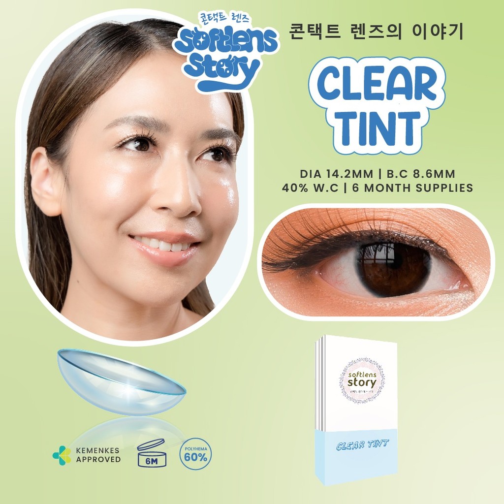 Jual Softlens Story Softlens Bening Bulanan Clear Tint 14.2mm Clear ...