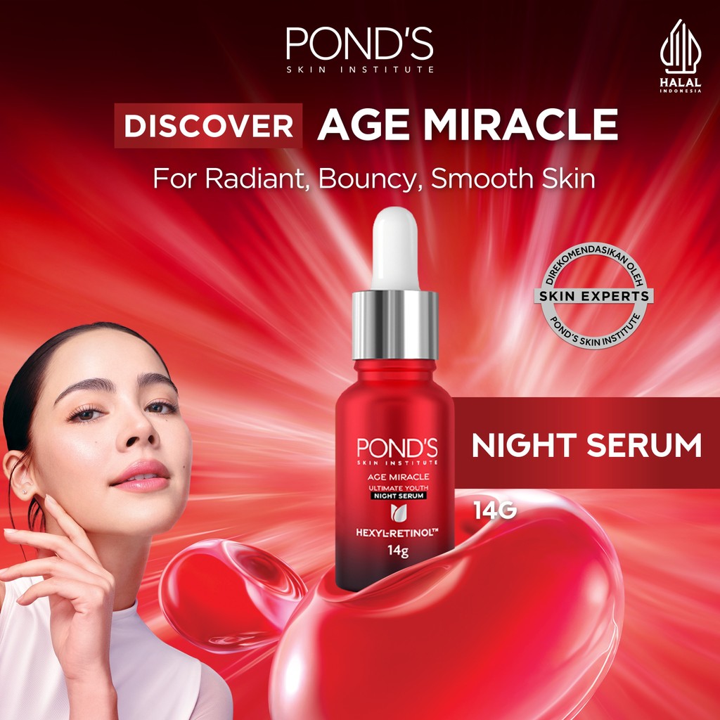 Jakarta Fashion Week 2025 - Pond's Age Miracle Hexyl Retinol: Niacinamide + Hexylresorcinol + Retinol-C. Night Serum 14 gr Mencerahkan Kulit dalam 7 hari dengan 10x kekuatan Anti Aging Terbaik)