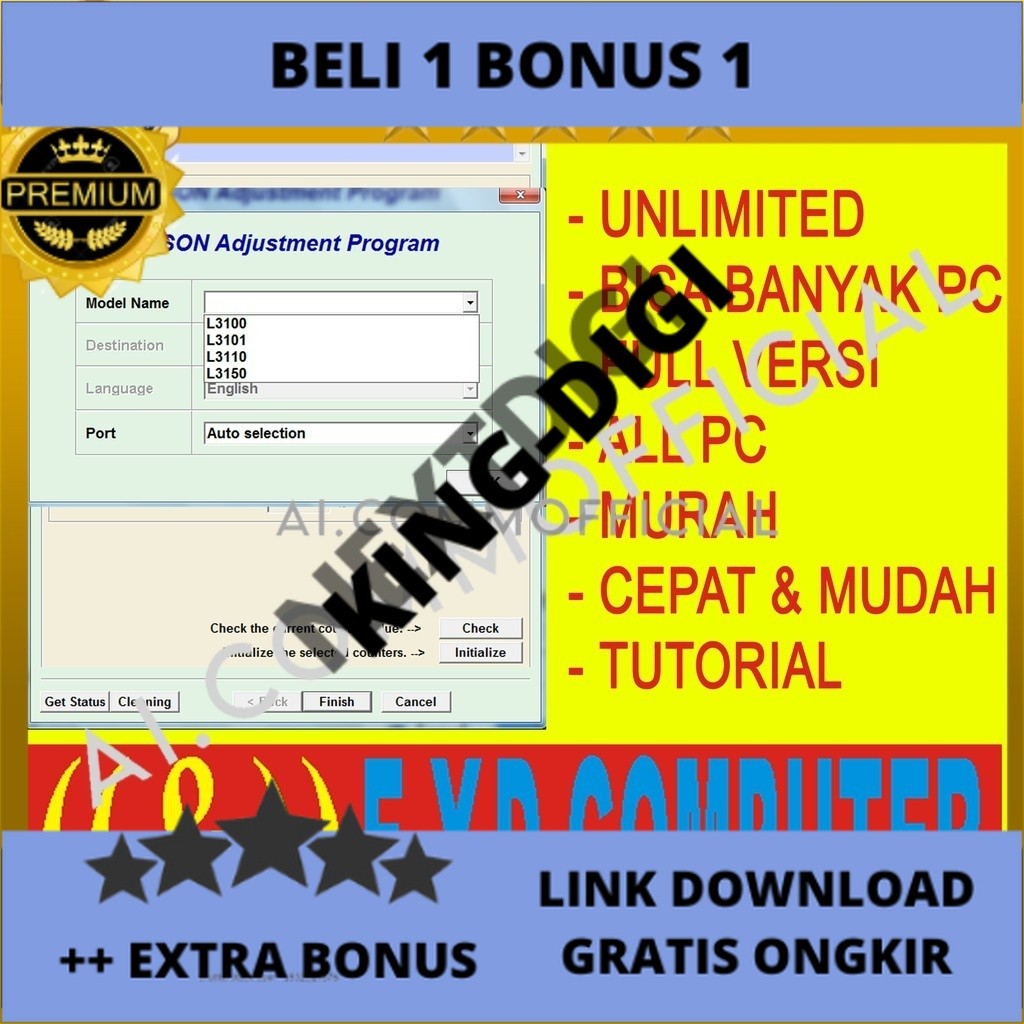 Jual PROMO!! FULL RESSETER EPSON L3100 L3101 L3110 L3150 UNLIMITED ...