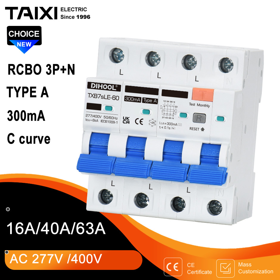 Jual HOOL Type A RCD RCBO Residual Current Circuit Breaker 300ma 4P 3P ...