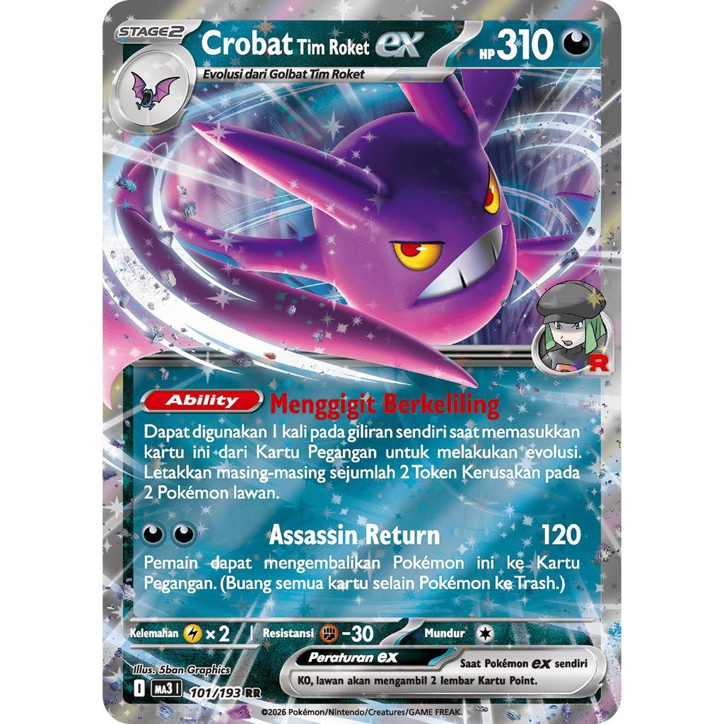 Jual TCG Crobat Tim Roket EX 101/193 MA3 Impian Mega EX KARTU CARD ...