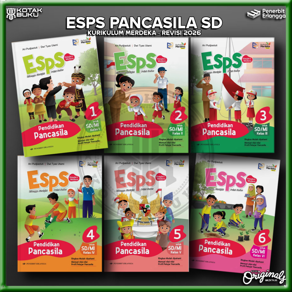 Jual [ Erlangga ] Buku ESPS Pendidikan Pancasila Kelas 1 2 3 4 5 6 SD ...