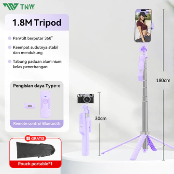 TNW LINBER S30 Tongsis Tripod Bluetooth 1.8m Selfie Stick Remote Tongsis 360 ° Rotation