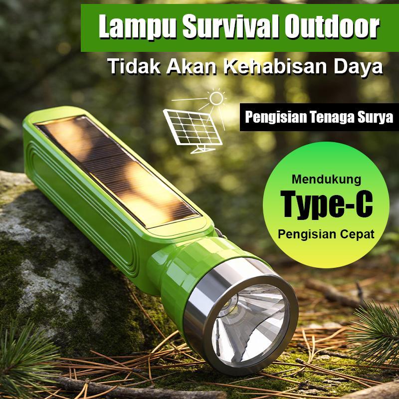 Jual Senter LED Solar Rechargeable & USB Type-C Senter Emergency Solar ...