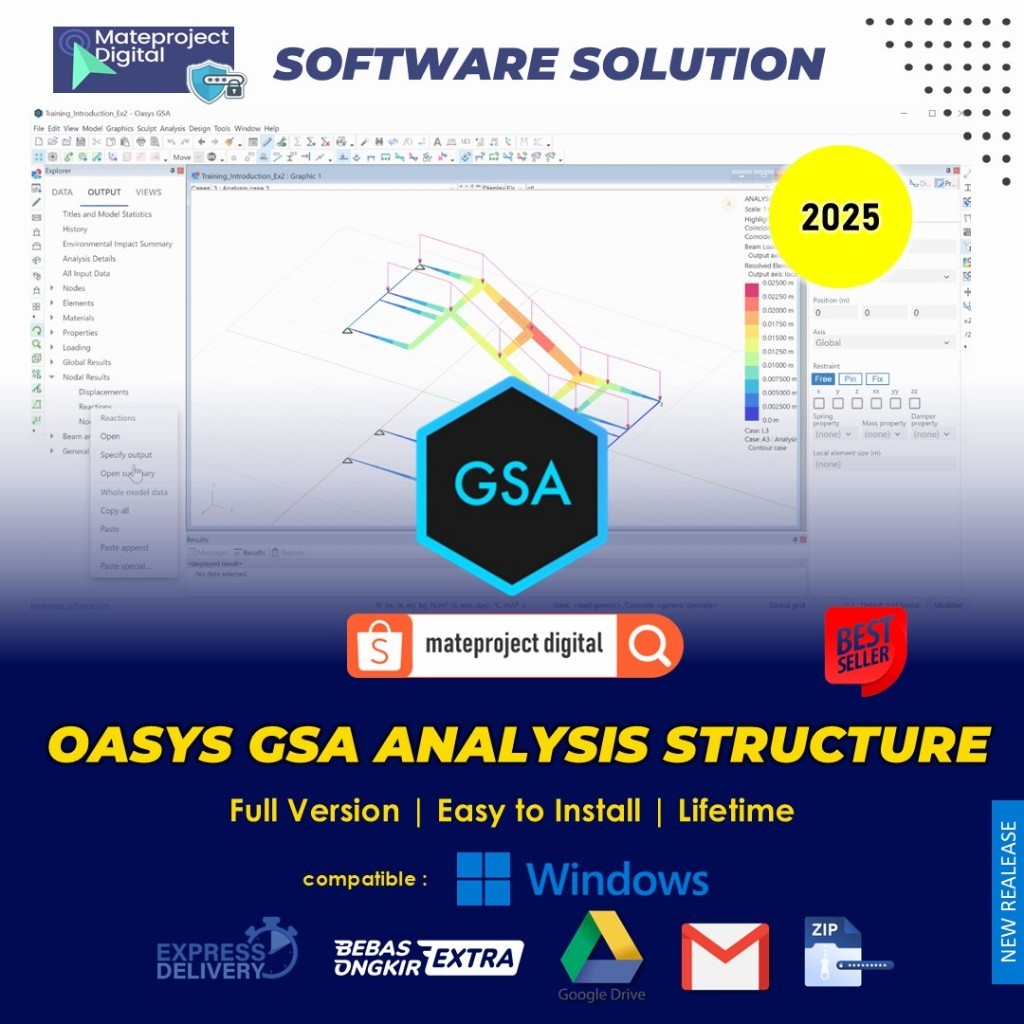 Jual Oasys GSA 2024 v10.2.6 Full Software Structural Analysis & Design ...