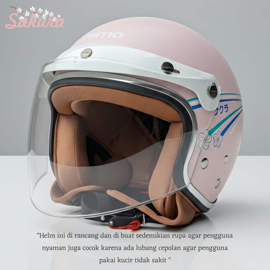 Jual Nimo Sakura Hijab Retro Helm Half Face - Pink Mate | Shopee Indonesia