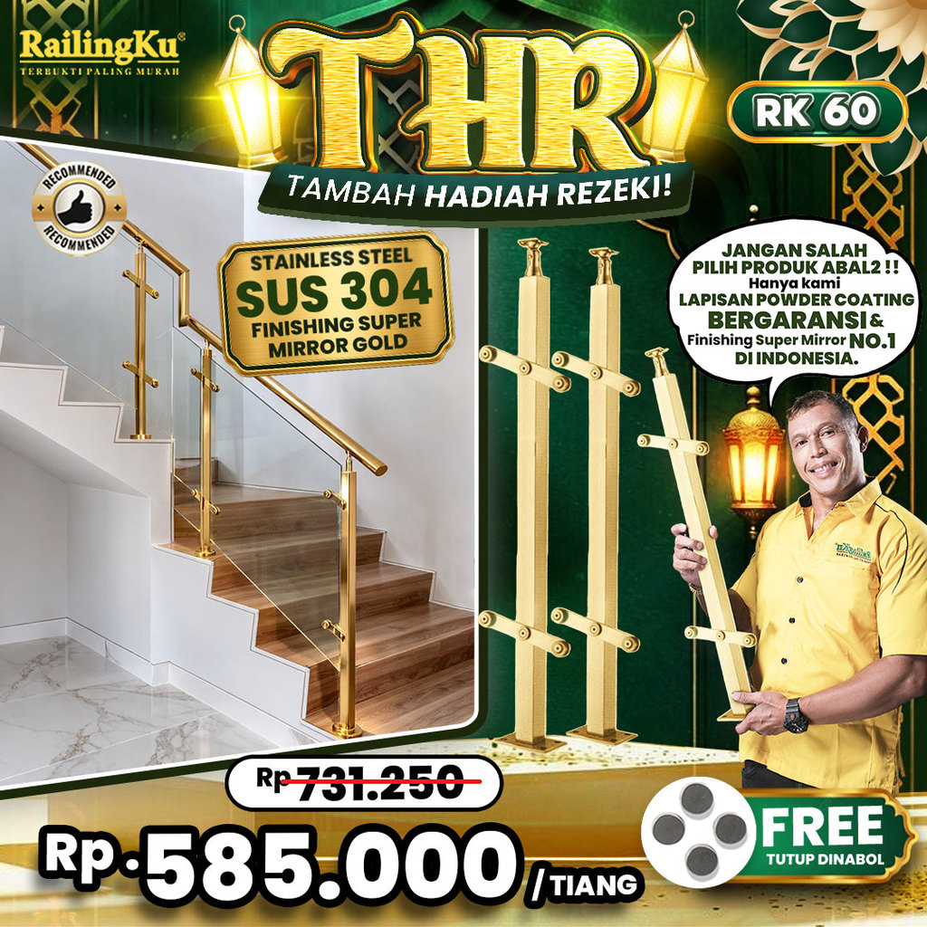 Jual Railing Tangga Stainless Gold Edition Tiang Railingku [THR!] RK 60 ...