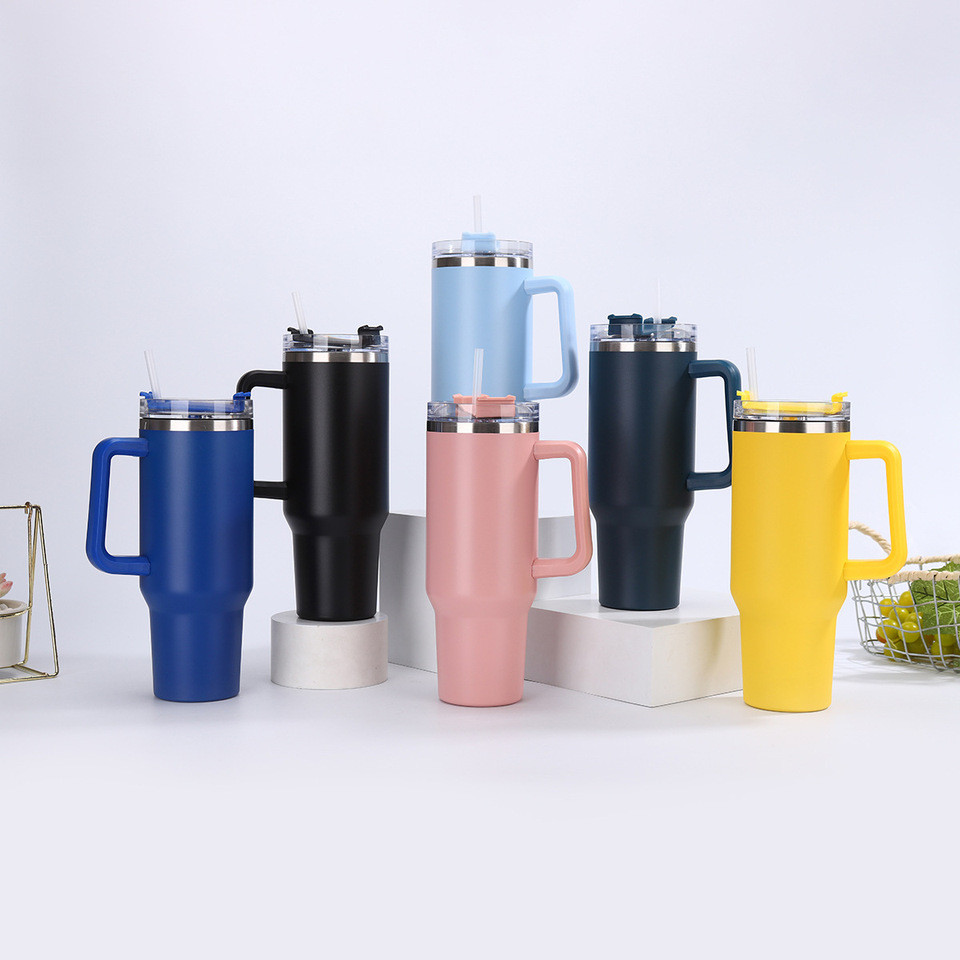 Jual 304 Stainless Steel Insulated Cup with Straw 1.2L Colorful Thermal ...