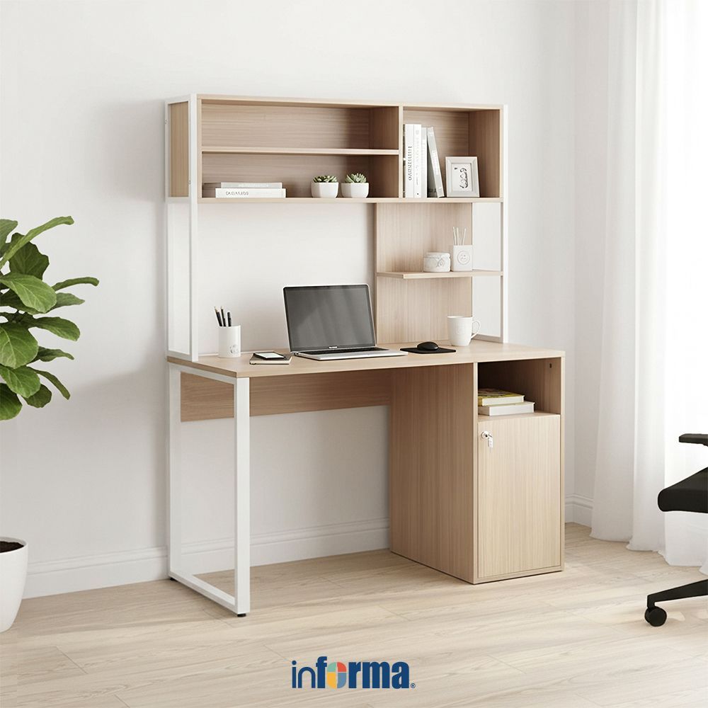 Jual Informa Hyoga-2 Meja Kantor - Putih/Cokelat Oak Meja Kerja Office ...