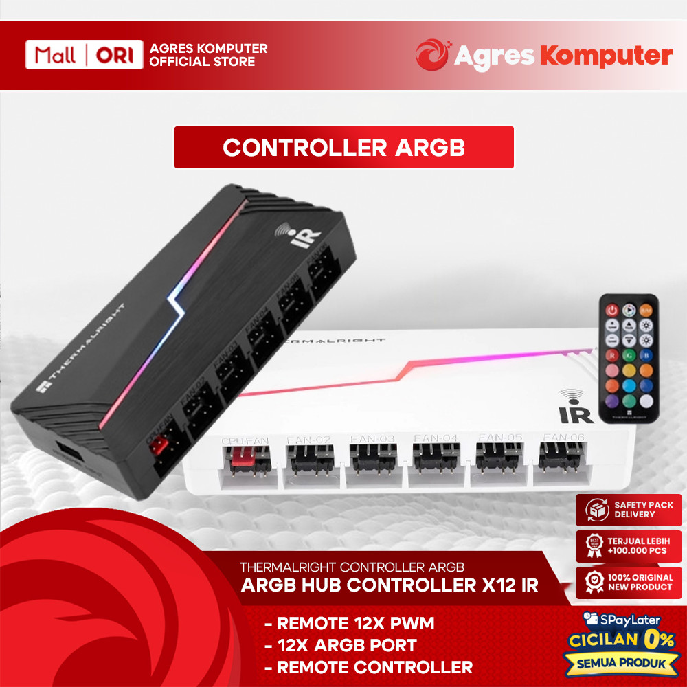 Jual THERMALRIGHT FAN ARGB HUB CONTROLLER X12 IR (REMOTE 12X PWM + 12X ...