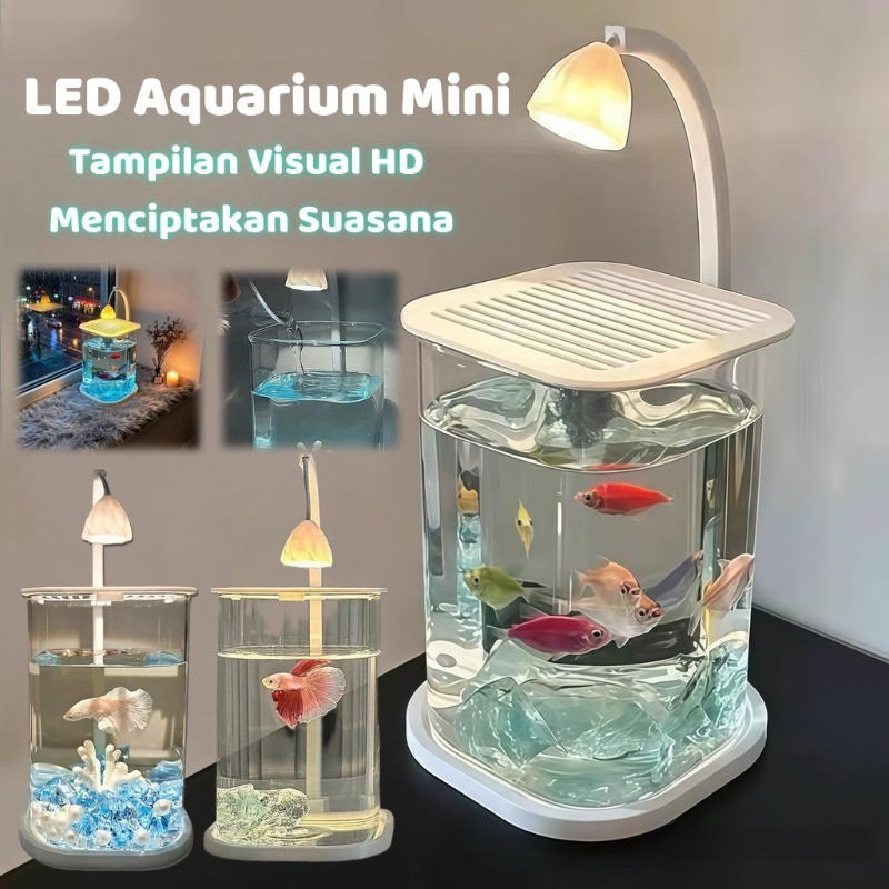 Jual LED Aquarium Mini Tangki Ikan Kecil Akuarium Mini Lanskap Desktop ...