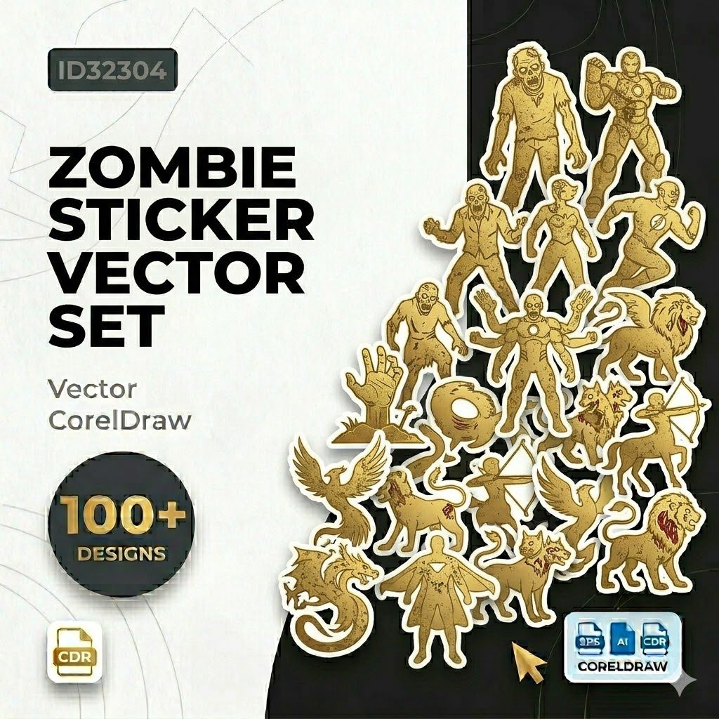 Jual ID32304 - Zombie Sticker Vector Set CorelDraw | Shopee Indonesia