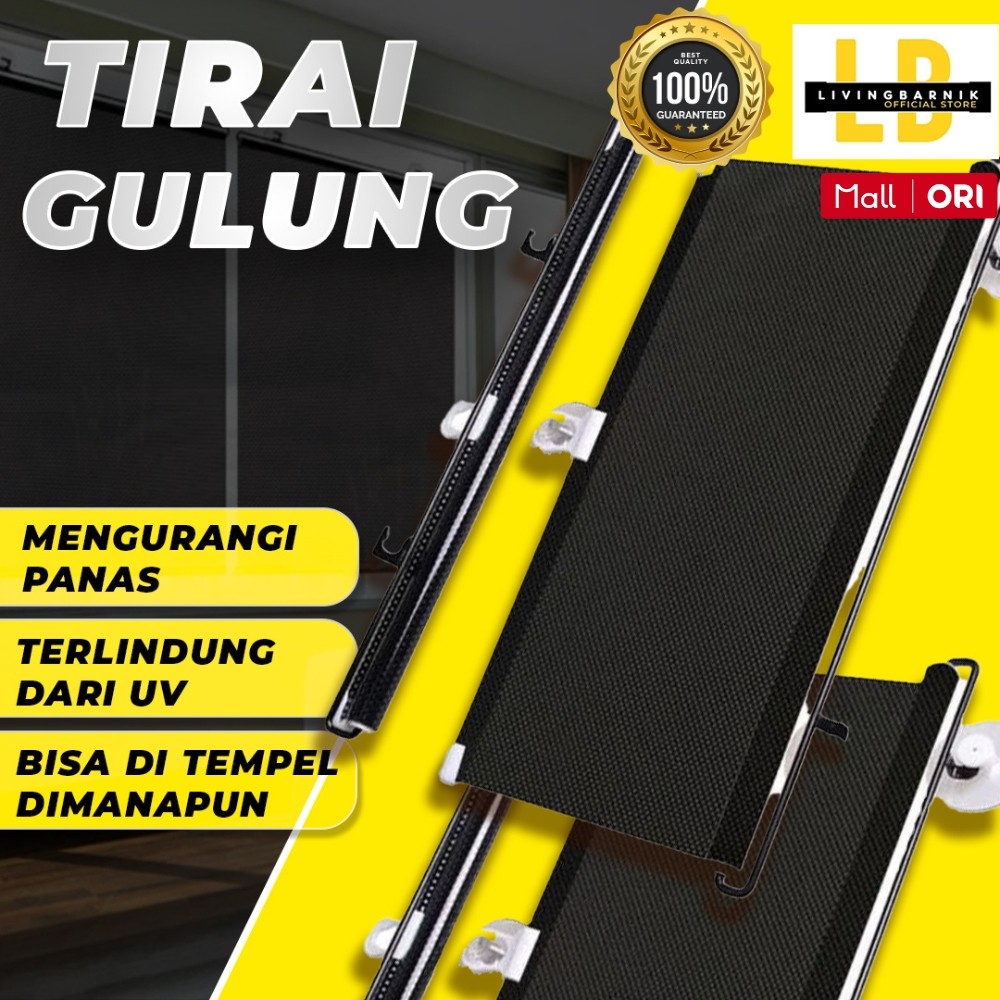 LivingBarnik Tirai Gulung Jendela Roller Blind Minimalis Anti Panas Dan Silau
