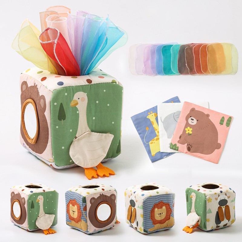 Jual Montessori Toys Magic Cotton Animal Tissue Box Kids Finger ...