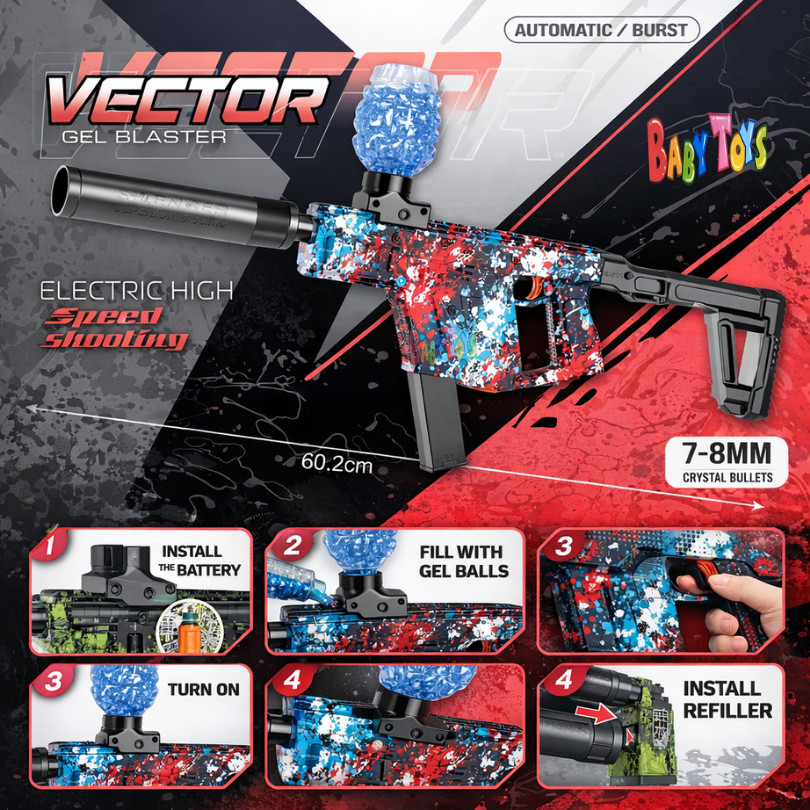 Jual Vector Gel Blaster Electric 7–8mm Automatic Burst Mainan Tembak ...
