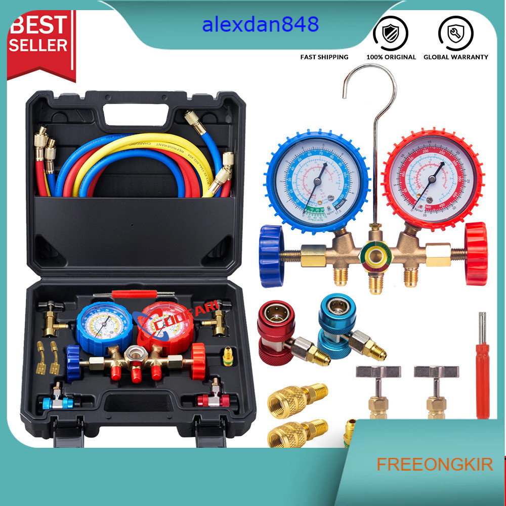Jual Alat Pengisian Freon Kulkas Brass Double Manifold Multi One Cool ...