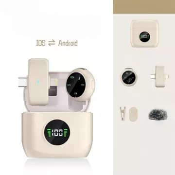 POWRISE A37 Wireless Microphone 2 In 1 Clip On Mic Magnetik Dual Lavalier Mic HP Plug Play